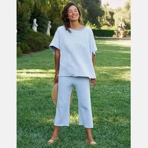 Frank & Eileen Light Blue Mineral Wash Capelet (OS) and Katherine Pants (S)